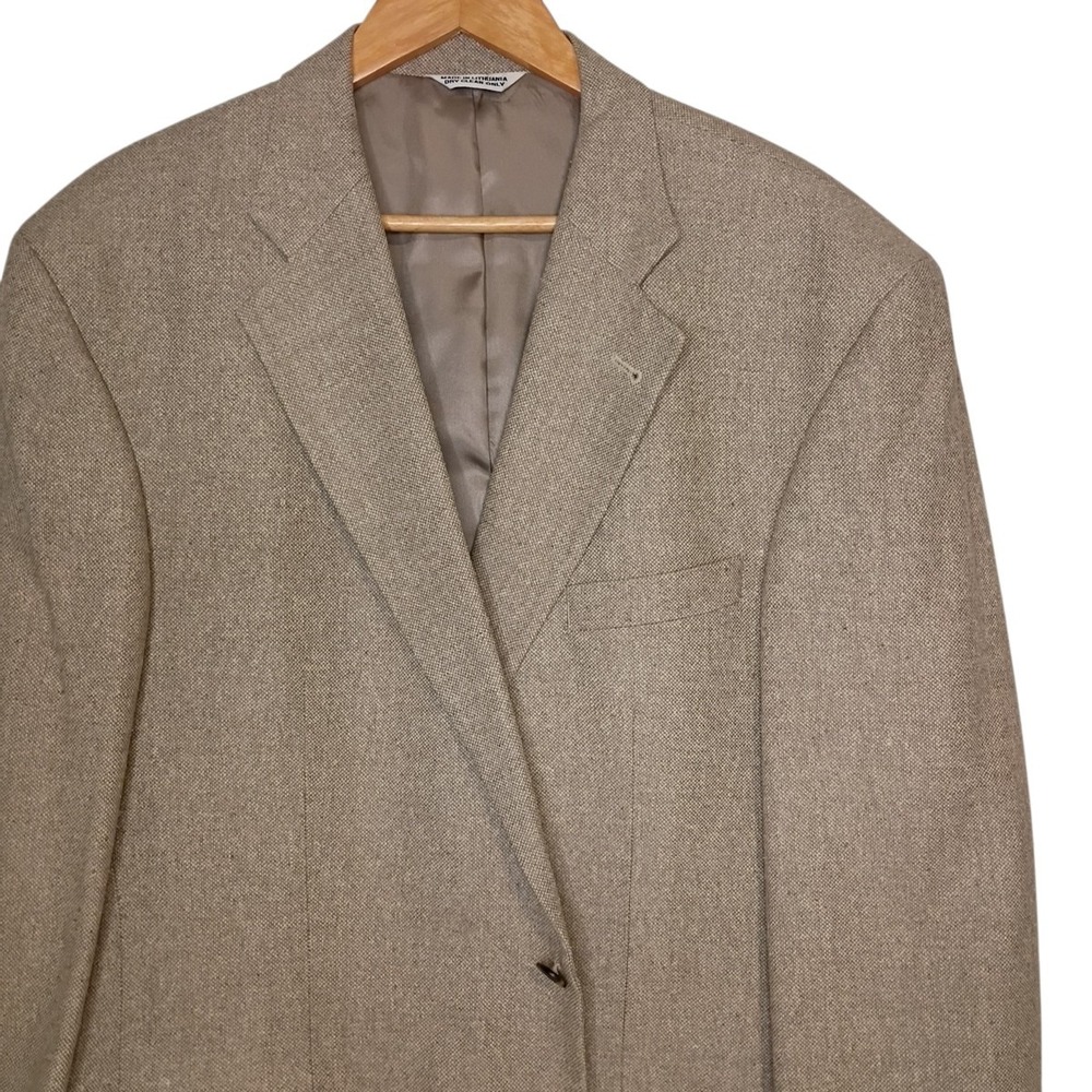 RBM Blazer‎ Mens 46L Beige 2 Button 100% Silk Sport Coat Jacket Office Summer